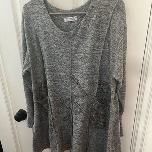 Gray Sweater with Pocket Detail
